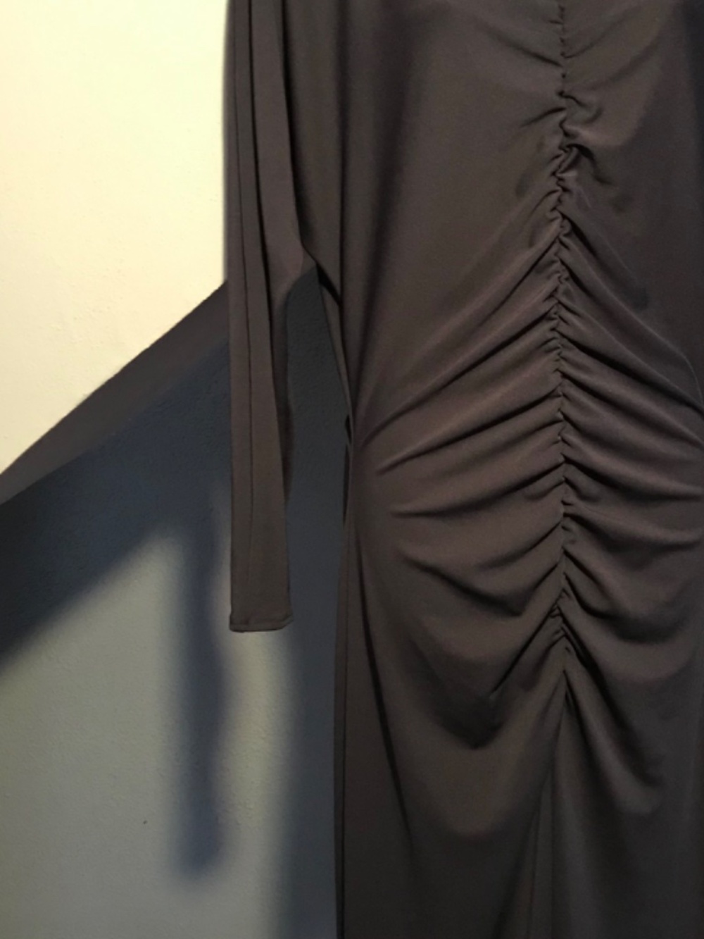 Zara Ruched Long Sleeve Maxi Dress High Neckline Petrol Blue Whimsigoth Large - Picture 8 of 11